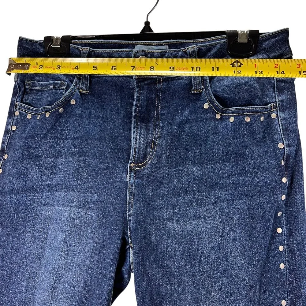 Ceros Denim Flared Studded Jeans Silver Side Rivets Womens 9/29 Retro Sylish - Picture 11 of 15
